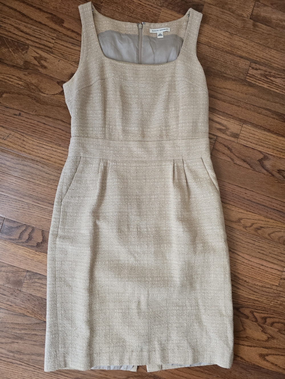 Banana Republic Cream Tweed Sheath Career Dress Size 8 100% Cotton